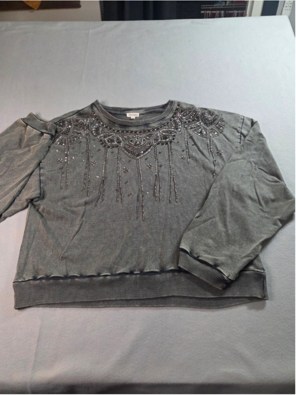 Women's Pilcro Beaded Sweatshirt Grey Size L
